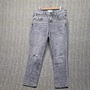 SLVRLAKE Lou Lou Jeans Size 29 Edge Town Grey Black Distressed Slim Crop Denim